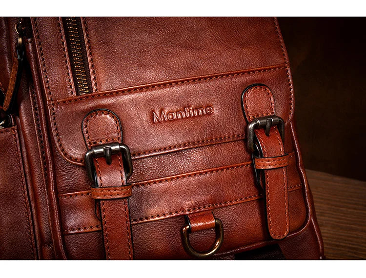 Men's Handmade Leather Chest Bag — Top-Grain Cowhide Sling
