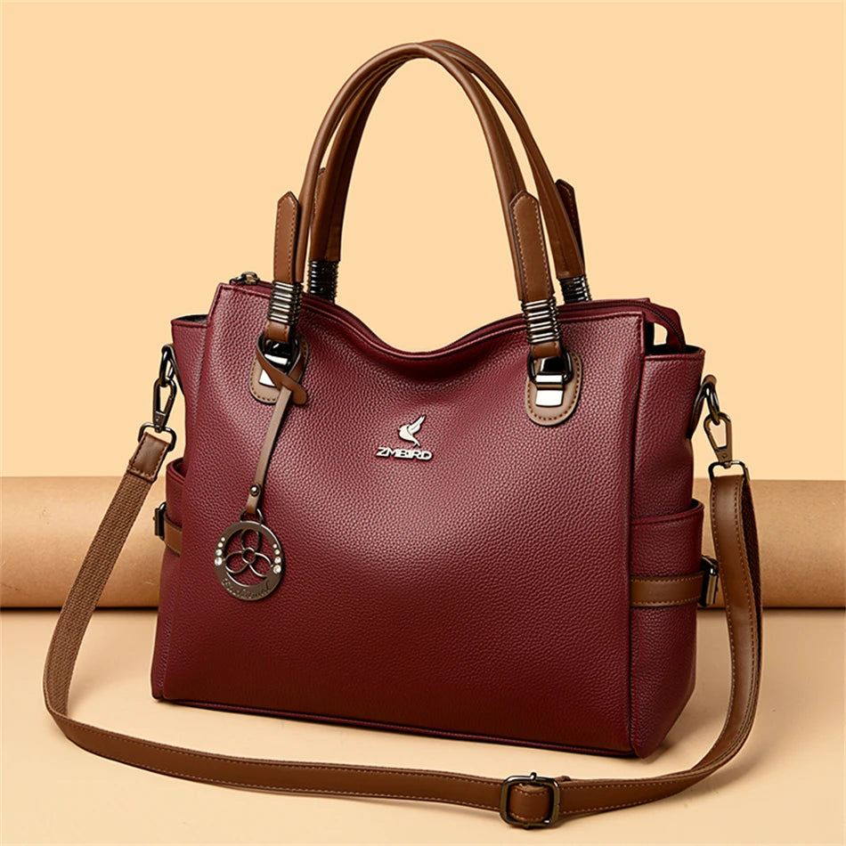 Women's Genuine Leather Crossbody Shoulder Bag – Large Luxury Handbag