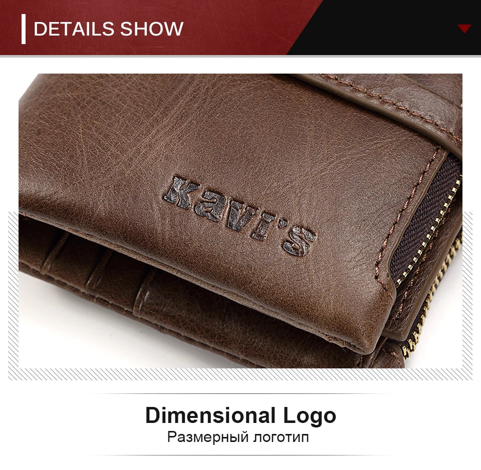 RFID Leather Bifold Wallet — Zip Coin Pocket for Men & Women