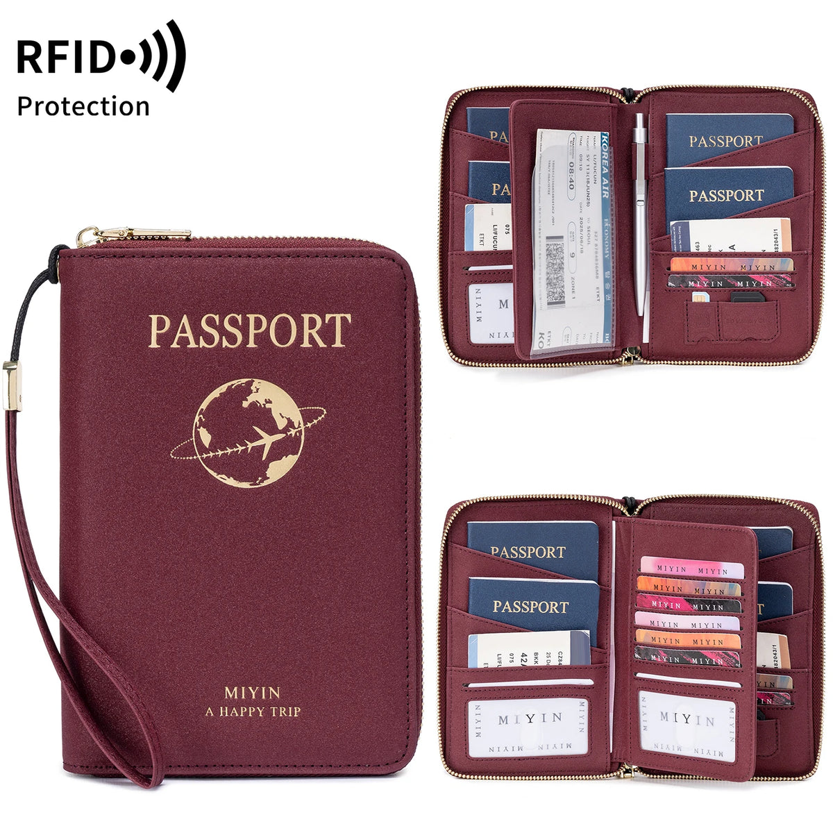 RFID Anti-Theft Zipped Passport Holder & Travel Organiser – Unisex