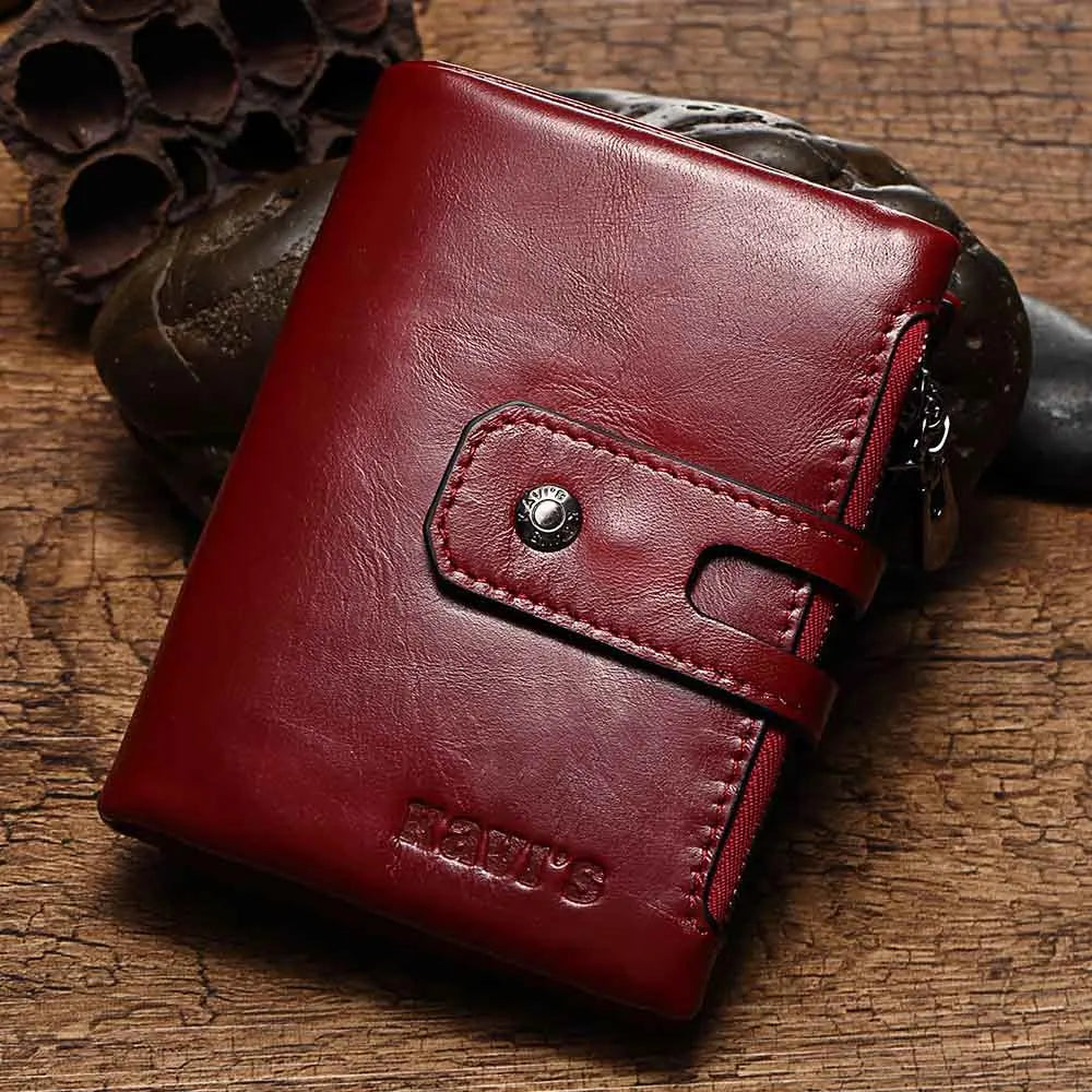 RFID Leather Bifold Wallet — Zip Coin Pocket for Men & Women