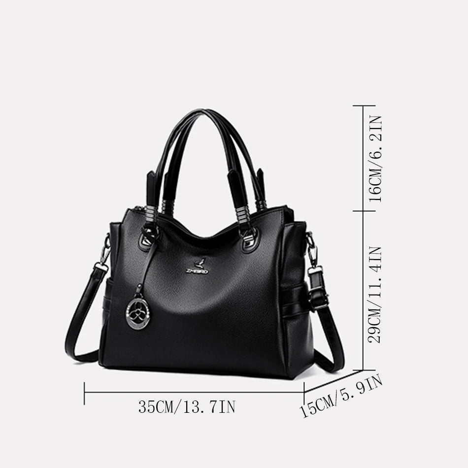 Women's Genuine Leather Crossbody Shoulder Bag – Large Luxury Handbag