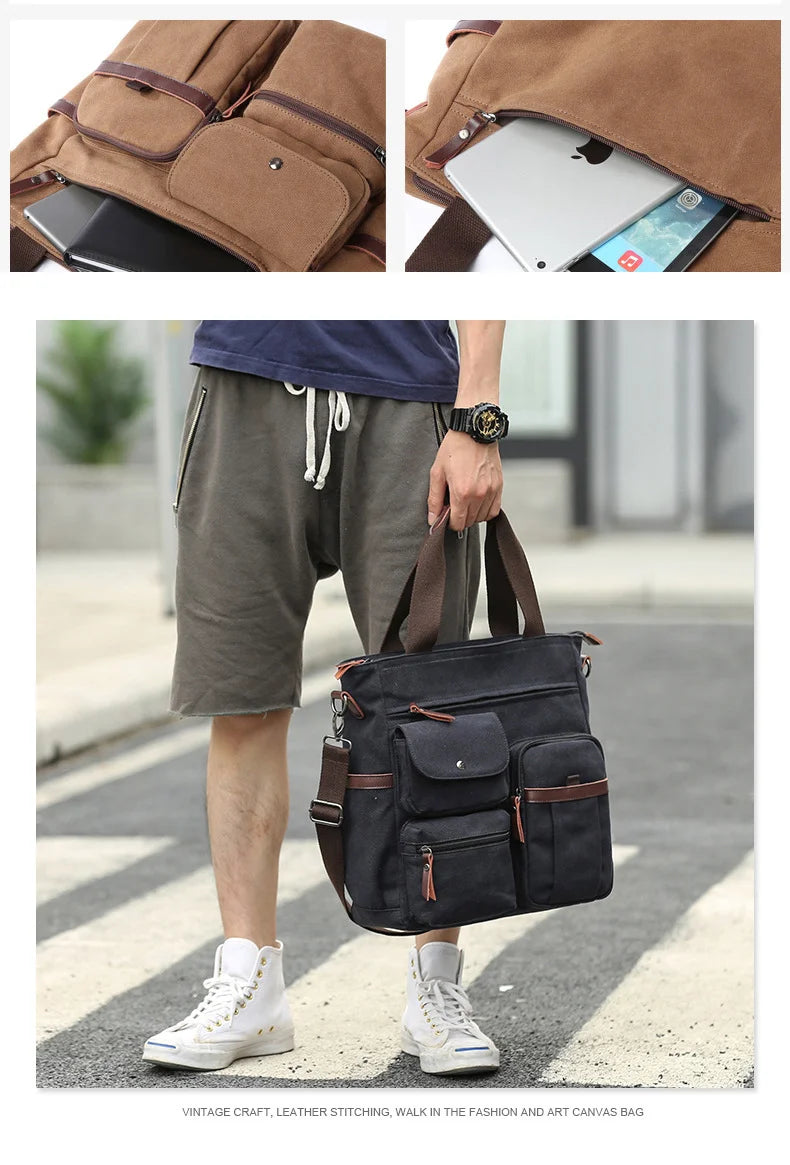 Canvas Messenger Bag for Travel & Work