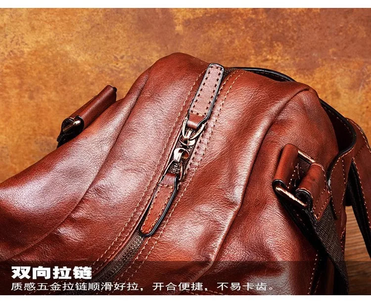 Men's Vegetable-Tanned Leather Travel Bag