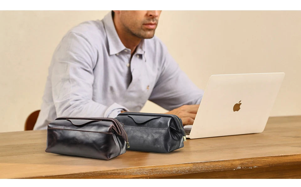 Northbound Travel Tech Clutch — Genuine Leather Cable & Accessory Organiser