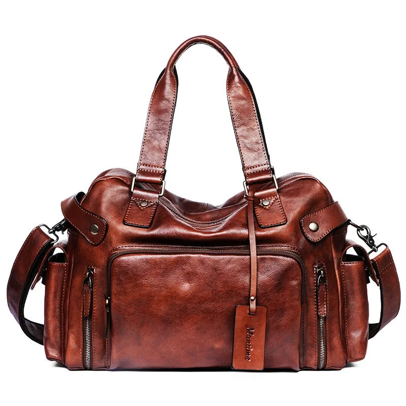 Men's Vegetable-Tanned Leather Travel Bag