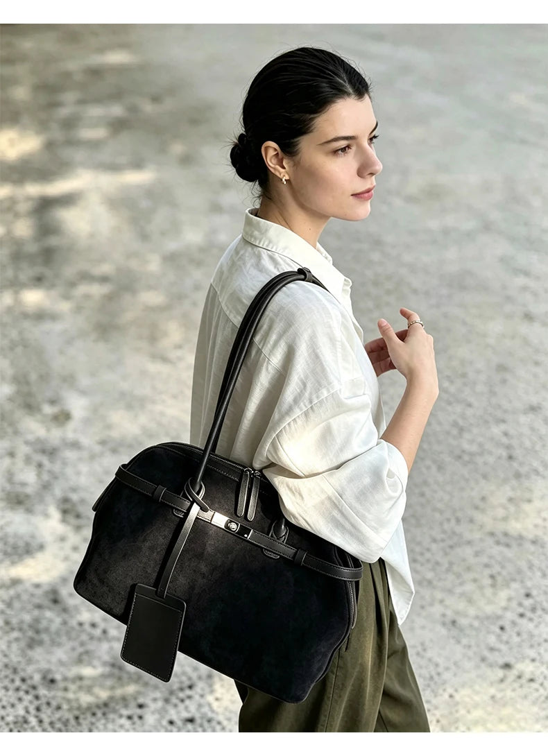 Women's Water-Resistant Suede Leather Tote