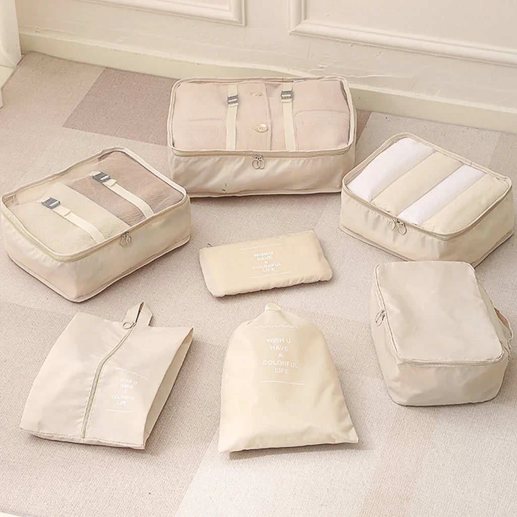 7-Piece Transparent Compression Packing Cubes – Luggage Organiser Set
