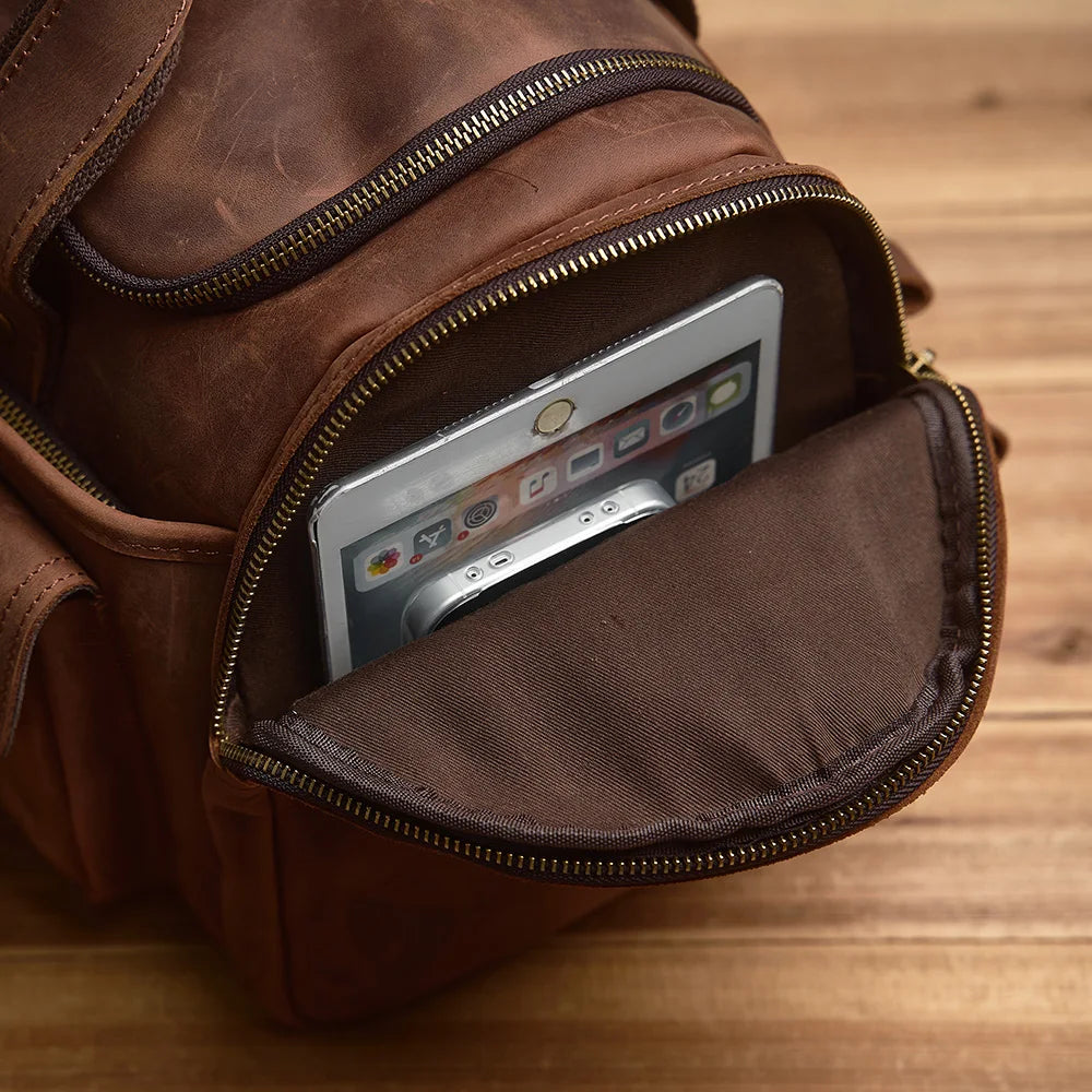 Vintage Leather Travel Messenger Bag