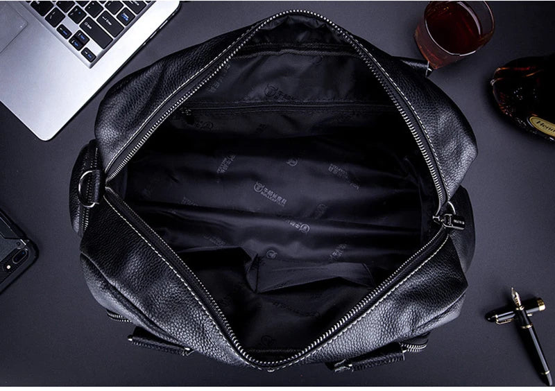 Men's Genuine Leather Briefcase – Vintage Cowhide Laptop Shoulder Bag
