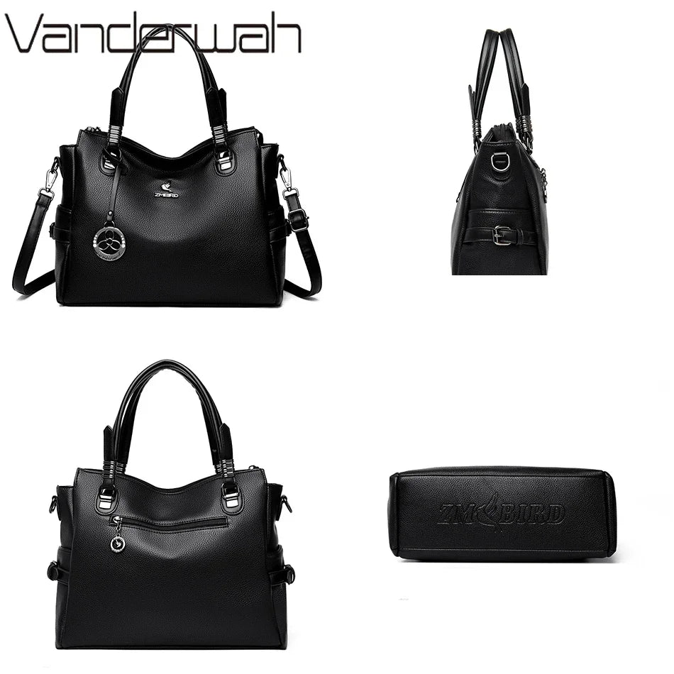 Women's Genuine Leather Crossbody Shoulder Bag – Large Luxury Handbag